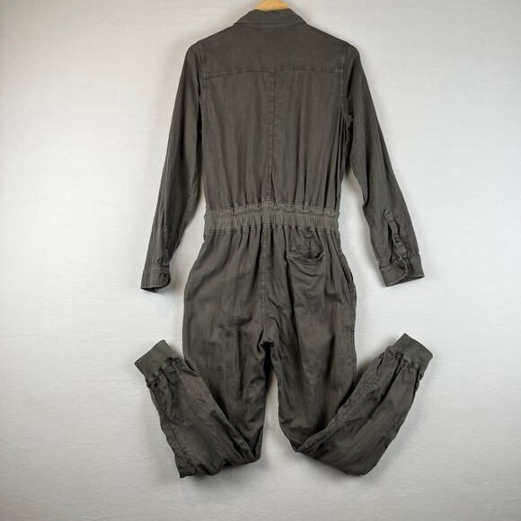Faherty Arlie Day Jumpsuit Womens Small Surplus Green Long‎ Sleeve Linen Blend - Picture 4 of 8